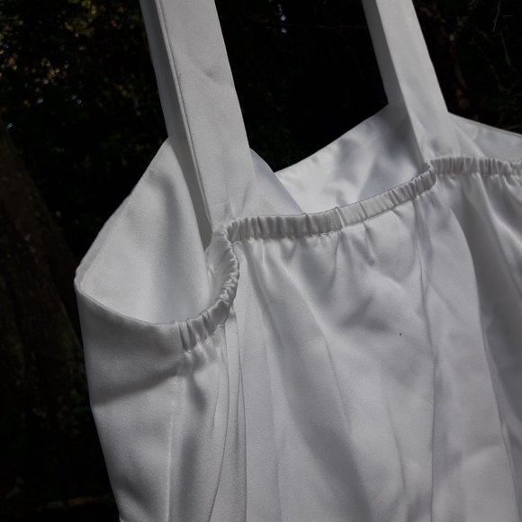 White Satin Cami Tank Top Undershirt Shell Strap - Picture 5 of 5